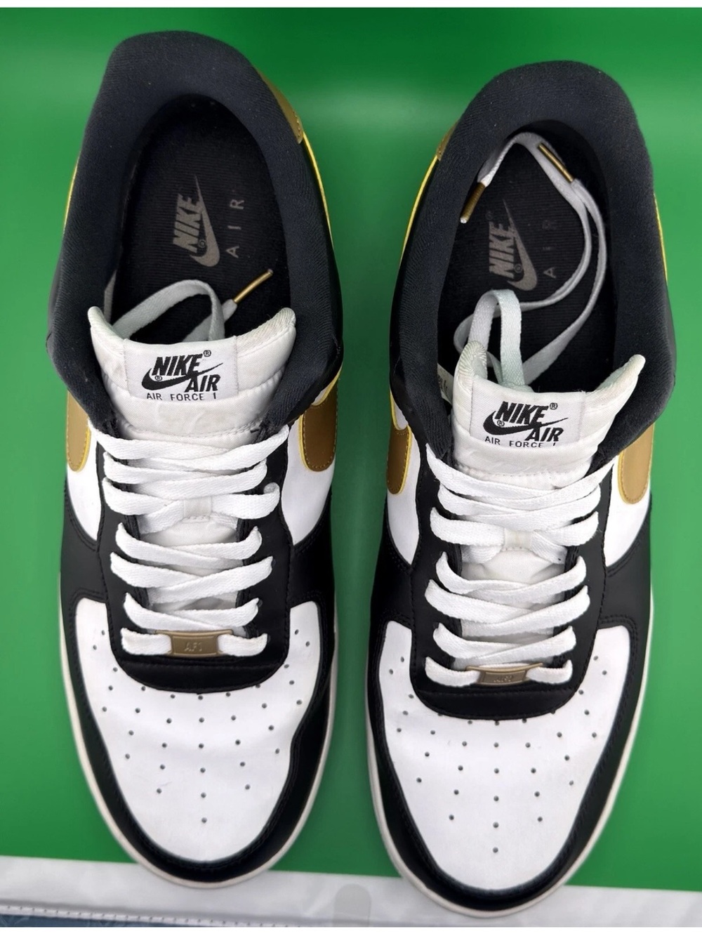 Nike Air Force 1 '07 LV8 Black White Metallic Gold CZ9189-001 Men’s Size 14N/Box - Picture 7 of 8